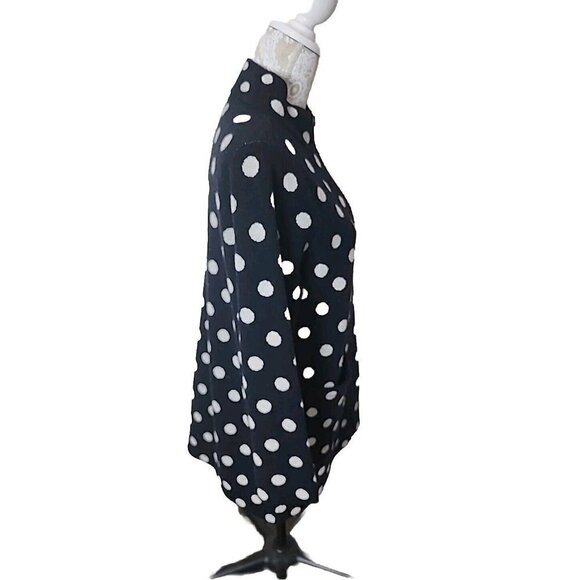 Anthropologie FIELD FLOWER HTF Black Polka Dot Wool Sweater Coat Dots Petite MP - Picture 5 of 12